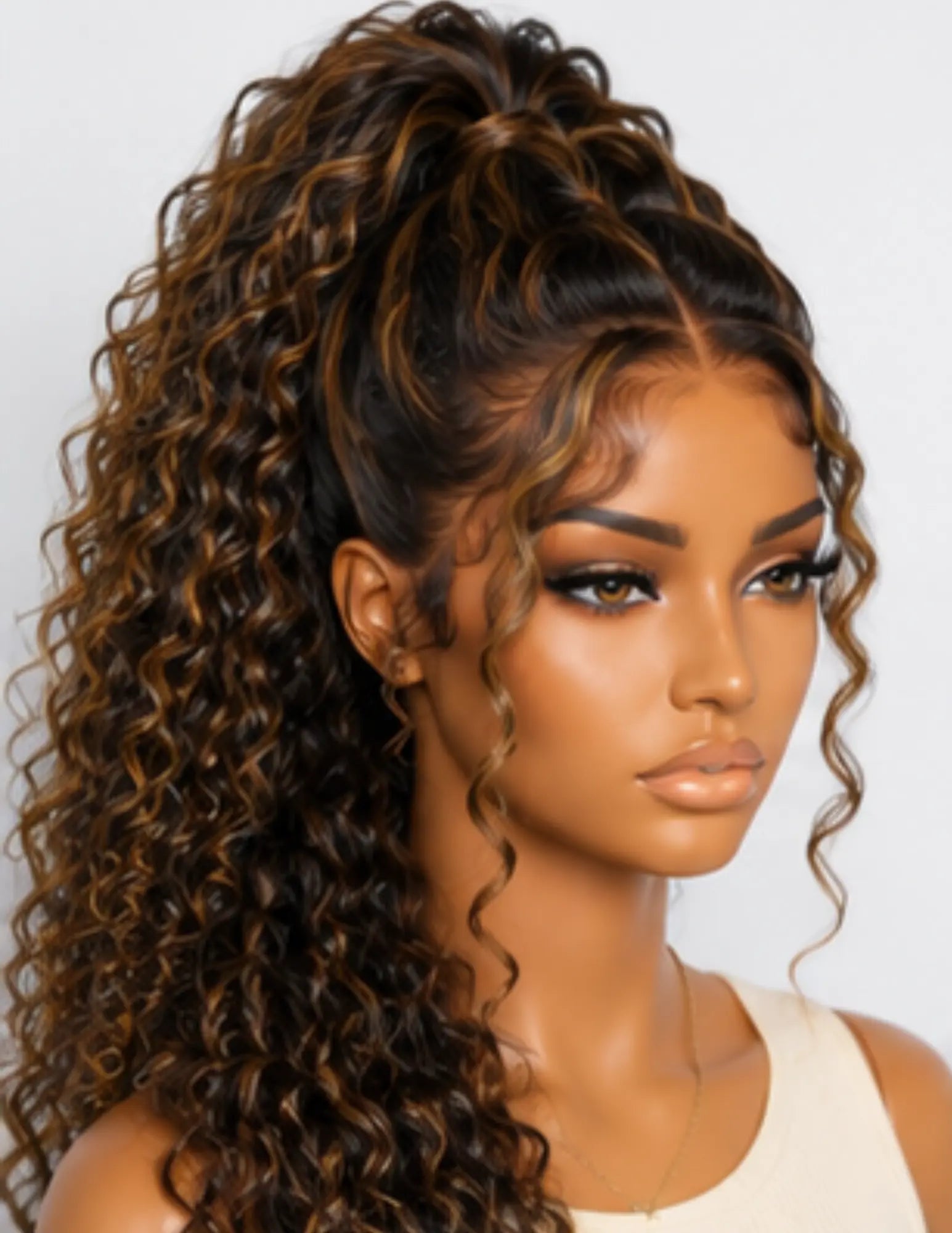 13×4 Transparent Lace Frontal Highlight Burmese Curly Human Hair Wig RodAna