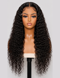 Water Wave HD Lace Glueless Wig made with 100% raw human hair featuring soft natural water wave curls and an invisible HD lace hairline.