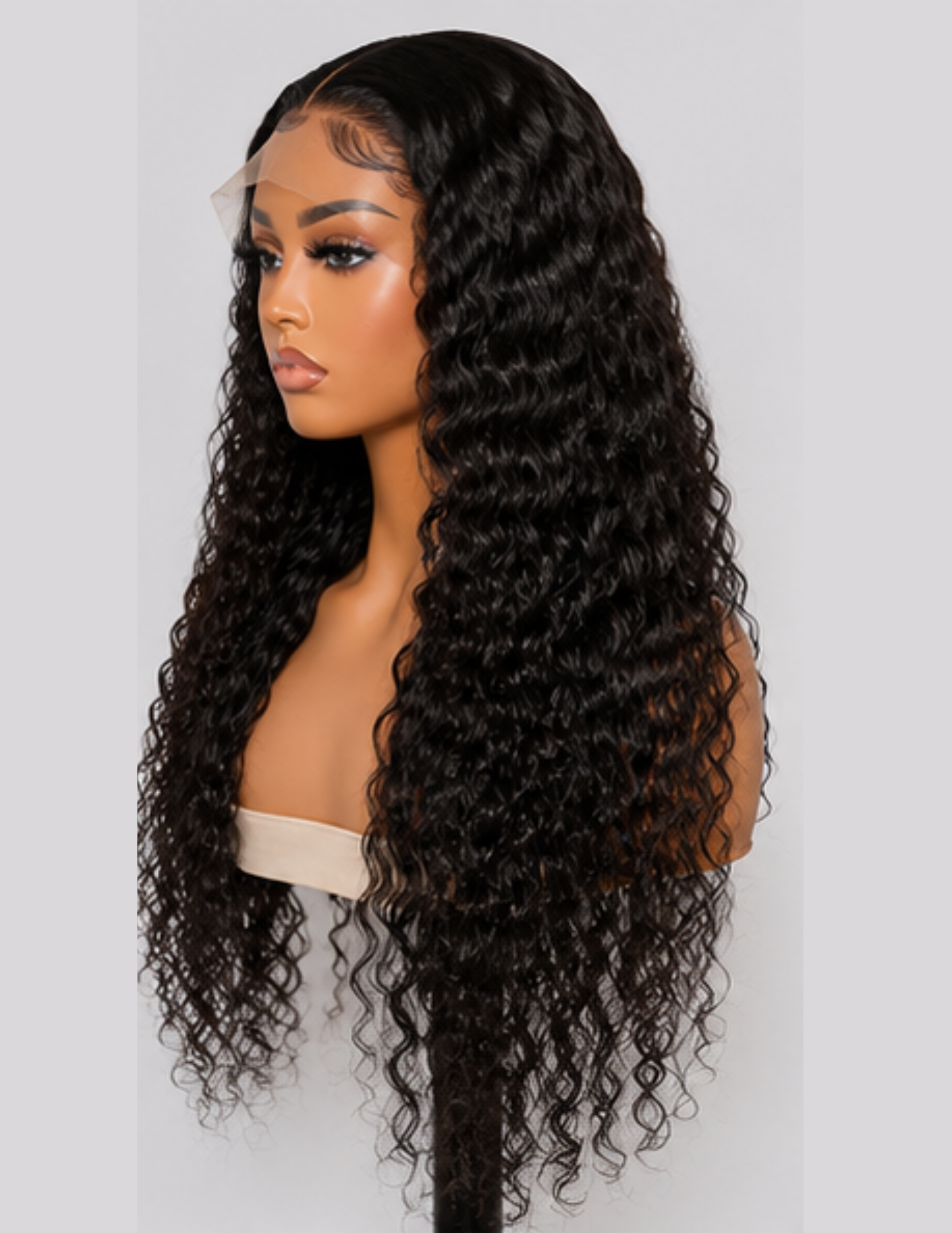 Right side view of a Water Wave HD Lace Glueless Wig showing soft defined water wave texture.